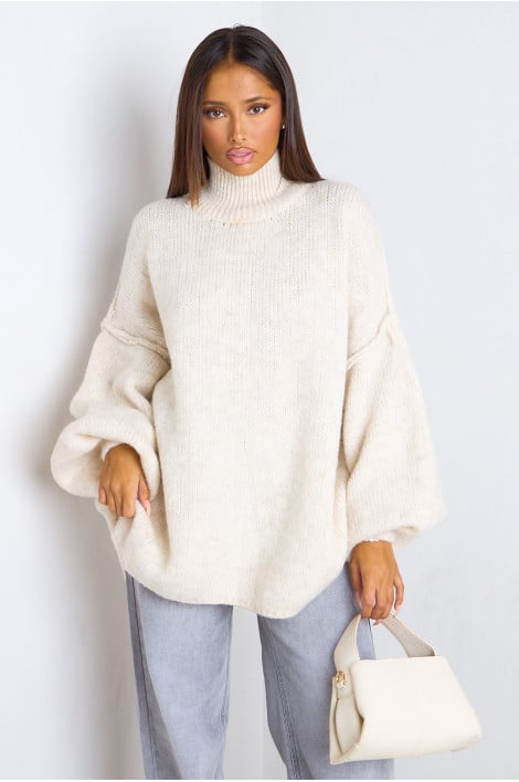 Pull en laine oversize écru
