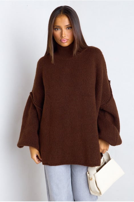 Pull en laine oversize marron