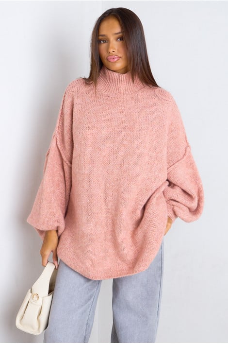 Pull en laine oversize rose