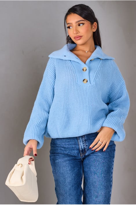 Pull en maille bleu