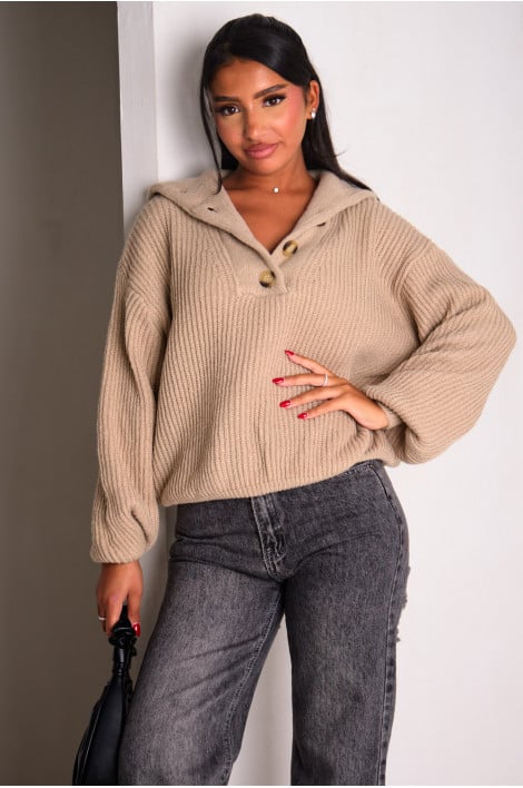 Pull en maille taupe