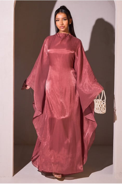 Robe 2 pièces sous-robe + voile à enfiler satiné rouge