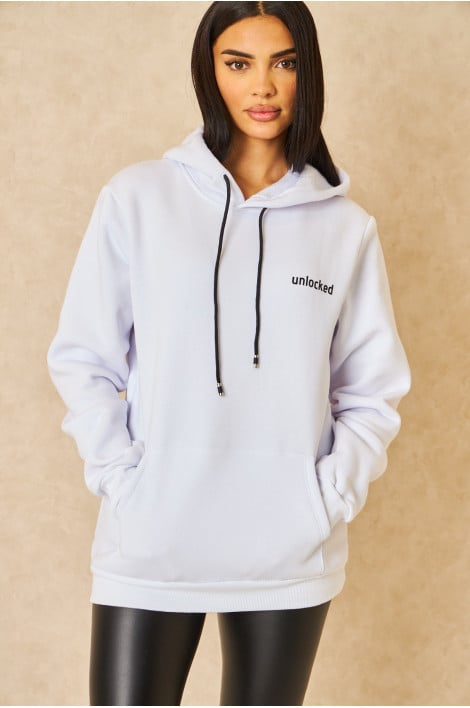 Sweat à capuche blanc Unlocked