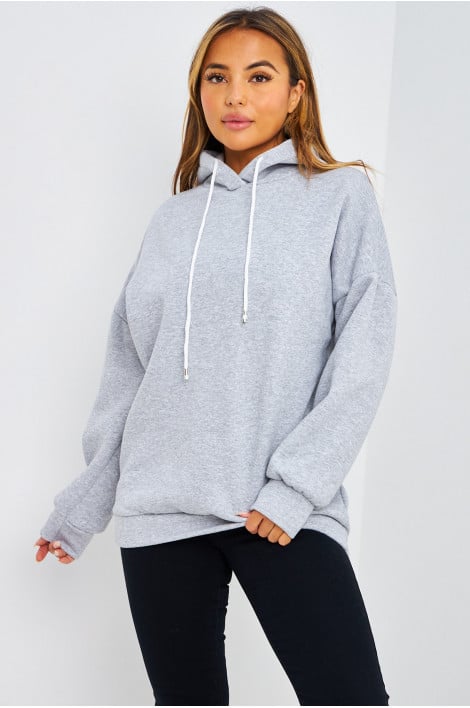 Sweat gris à capuche