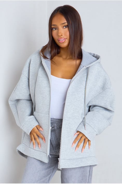 Veste à capuche grise à manches longues