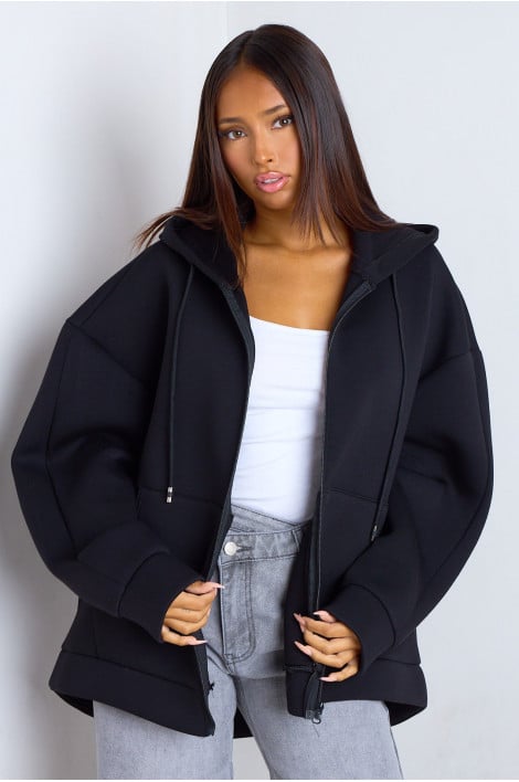 Veste à capuche noir à manches longues