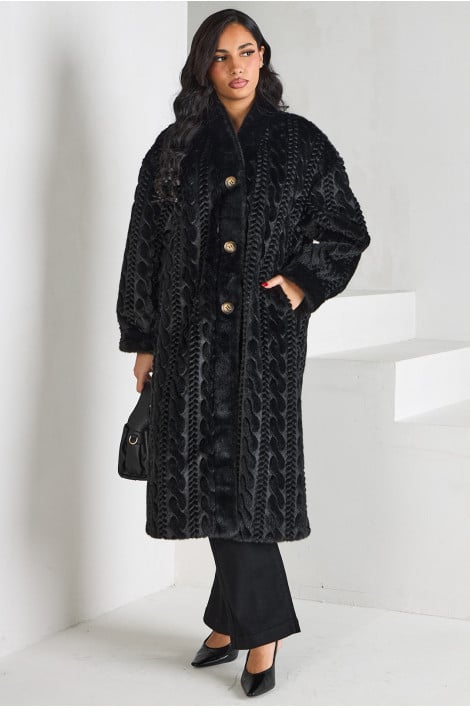 Veste à fourrure noire