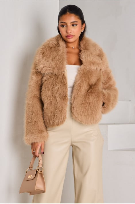 Veste camel à fourrure