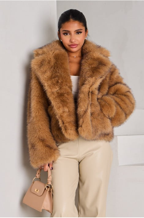 Veste camel en fourrure