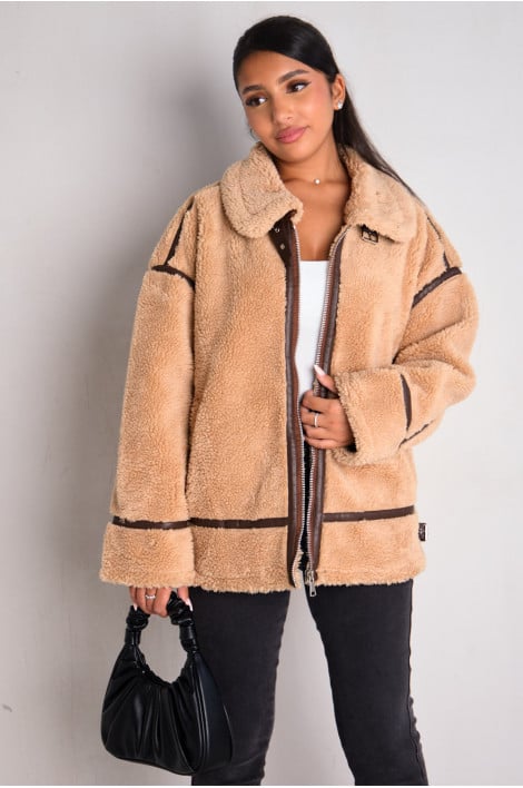 Veste camel en peau de mouton