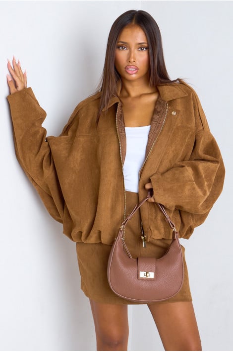 Veste courte camel texture daim