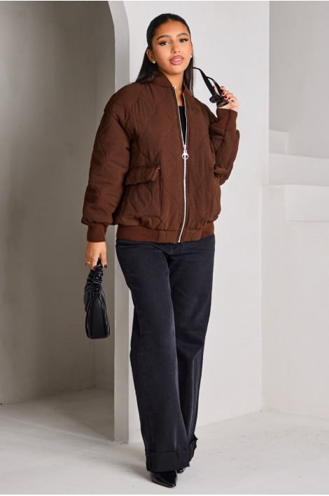 Veste courte marron matelassée
