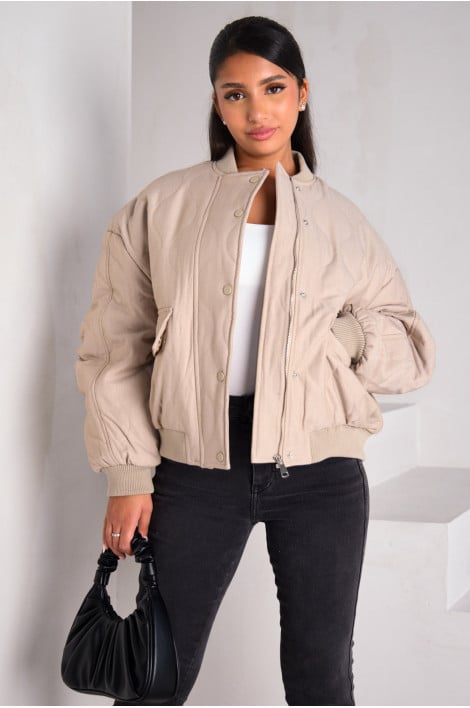 Veste courte matelassée beige