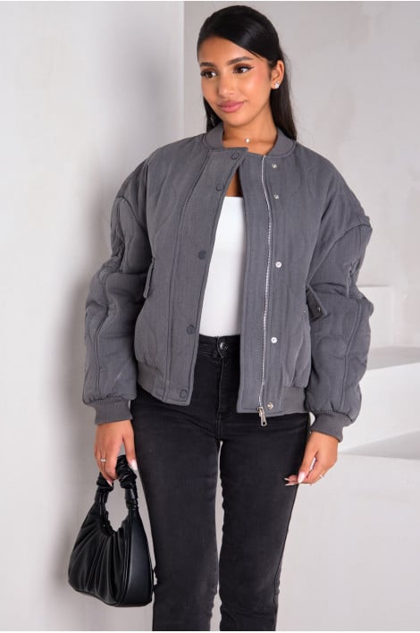Veste courte matelassée grise