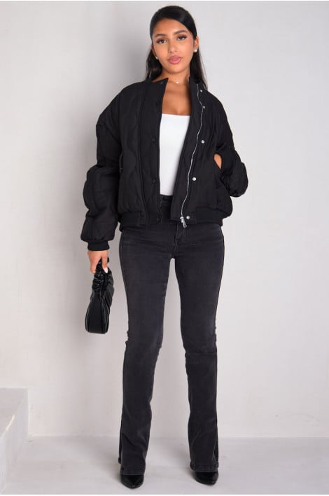 Veste courte matelassée noire