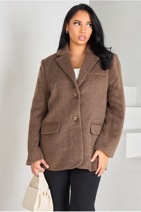 Veste effet fourrure marron