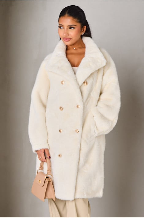 Veste longue blanche en fourrure