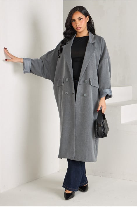 Veste longue grise ample