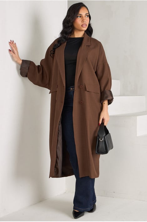 Veste longue marron ample