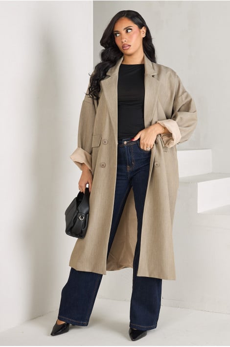 Veste longue taupe ample