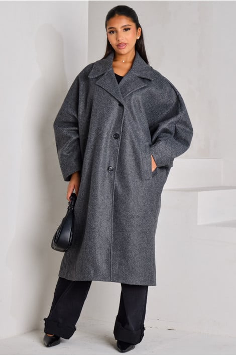 Veste texturée grise à boutons