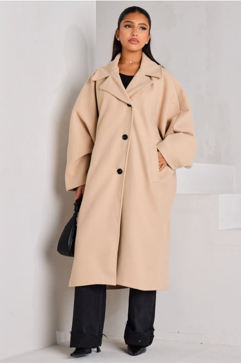 Veste texturée beige à boutons