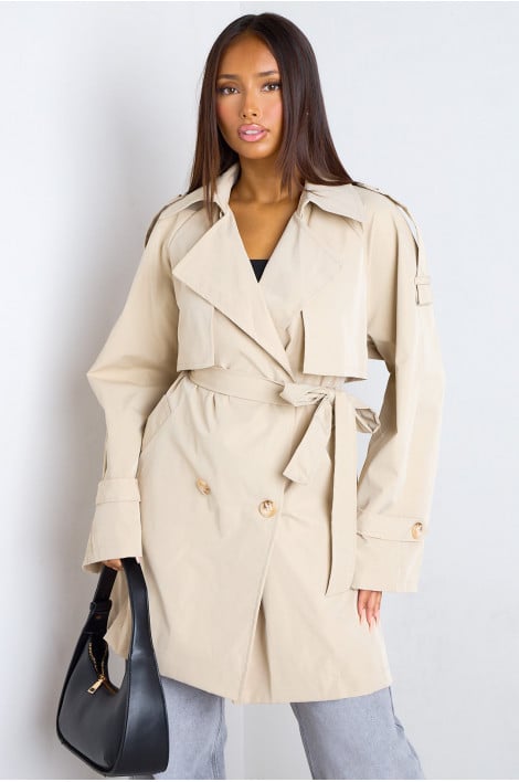 Veste trench beige mi-longue